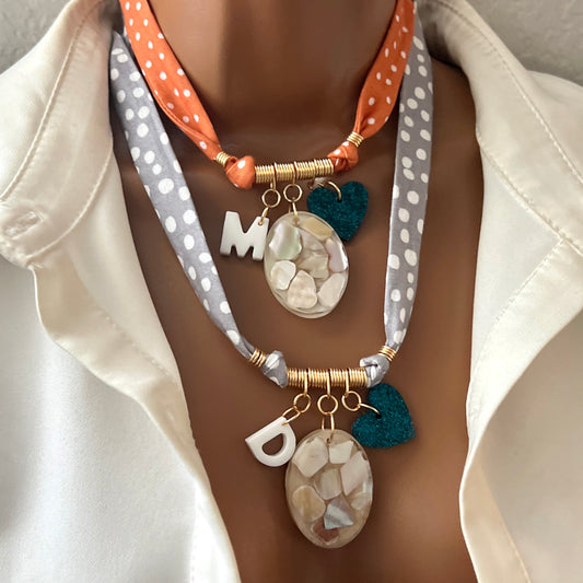 Custom Bandana Charm Necklace, Bandana Pendant Necklace, Boho Scarf Necklace, Vintage Charm Necklace, Fabric Pendant Necklace Gift