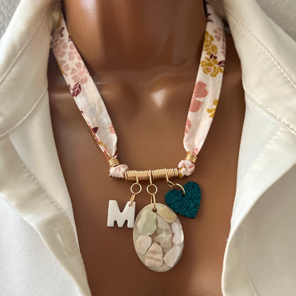 Custom Bandana Charm Necklace, Bandana Pendant Necklace, Boho Scarf Necklace, Vintage Charm Necklace, Fabric Pendant Necklace Gift