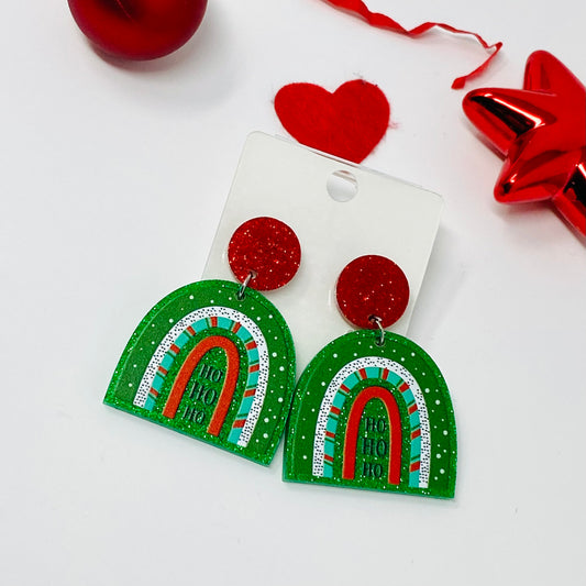Rainbow Christmas Earring, Holiday Earrings, Dangle & Drop Earrings