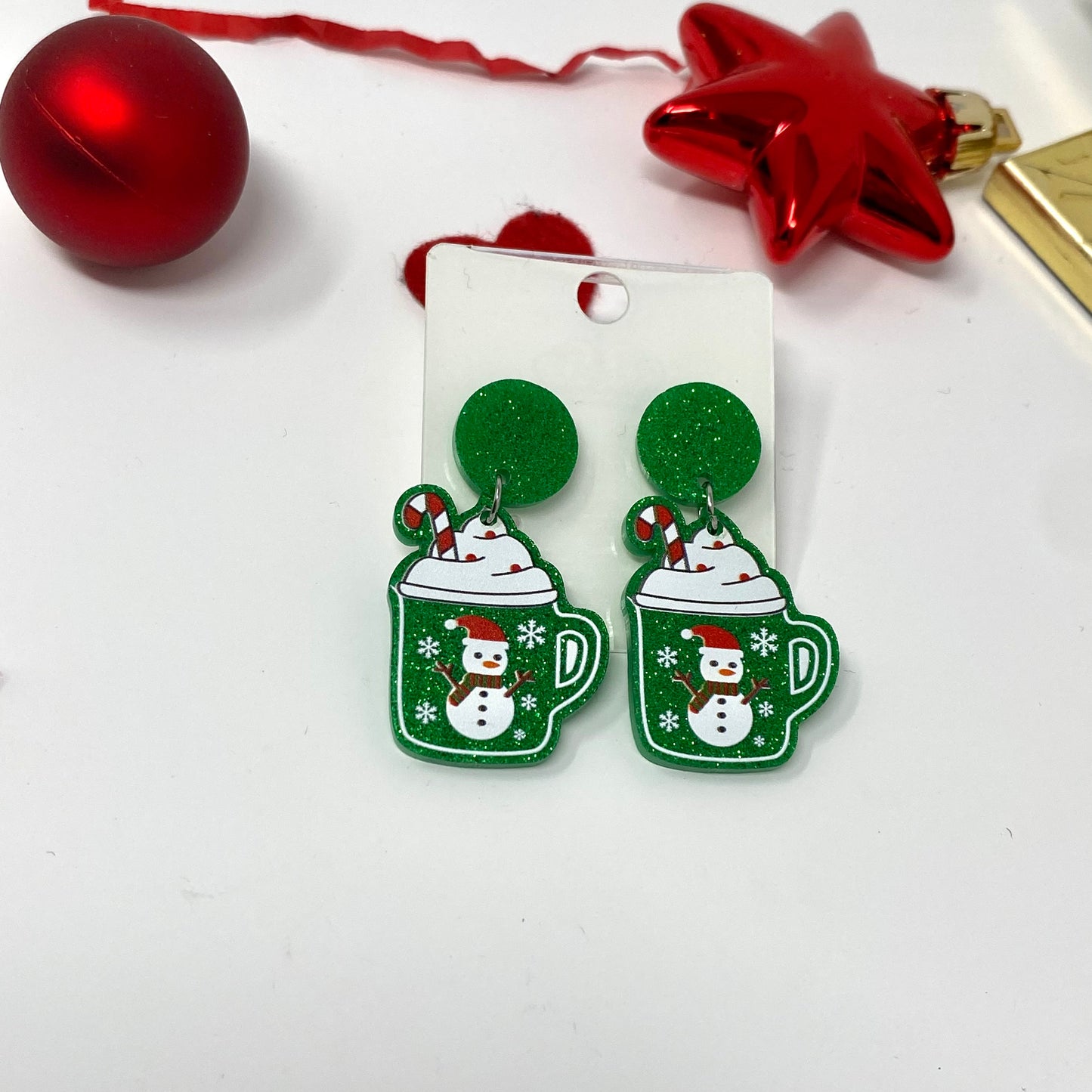 Christmas Mug Earring, Holiday Earring, Dangle & Drop Earrings