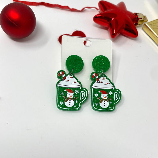 Christmas Mug Earring, Holiday Earring, Dangle & Drop Earrings