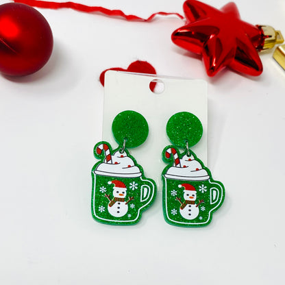 Christmas Mug Earring, Holiday Earring, Dangle & Drop Earrings