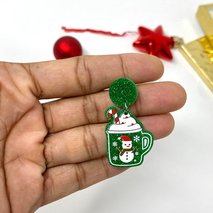Christmas Mug Earring, Holiday Earring, Dangle & Drop Earrings