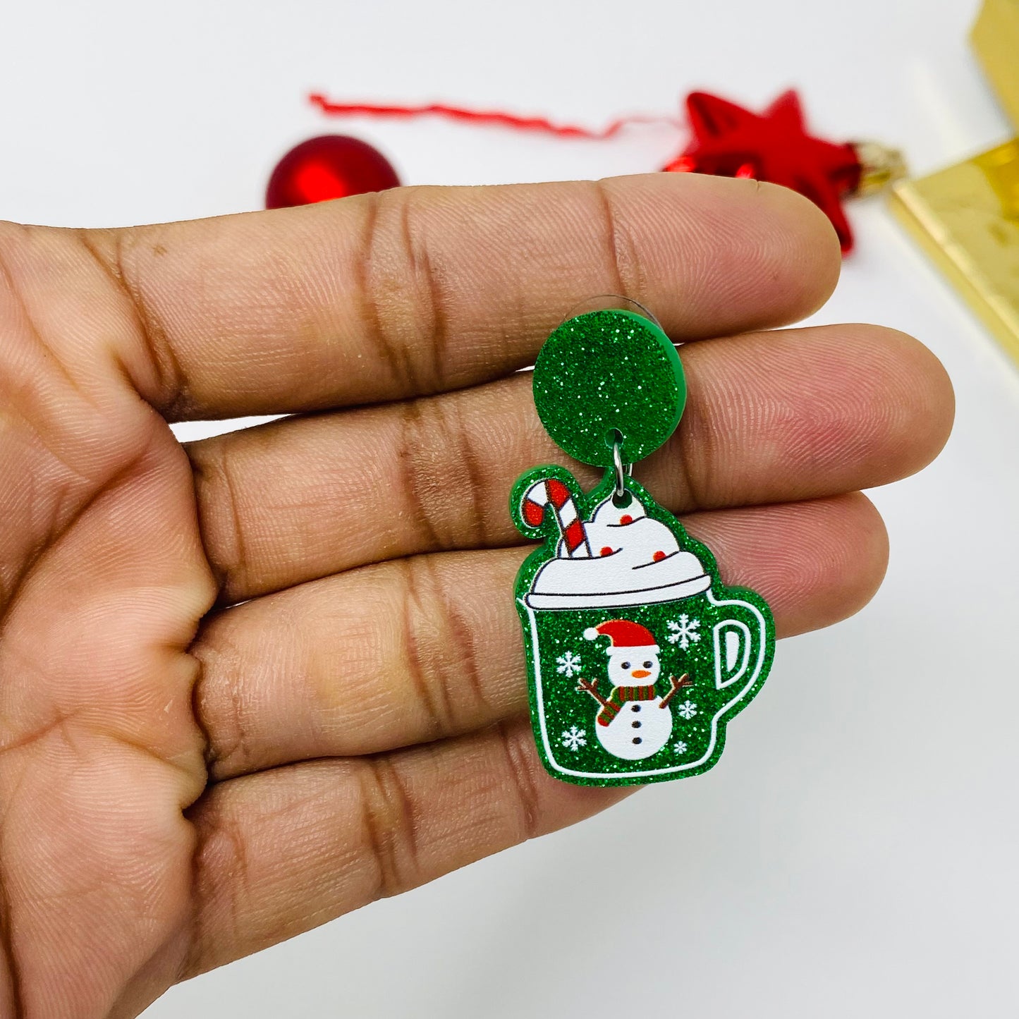 Christmas Mug Earring, Holiday Earring, Dangle & Drop Earrings