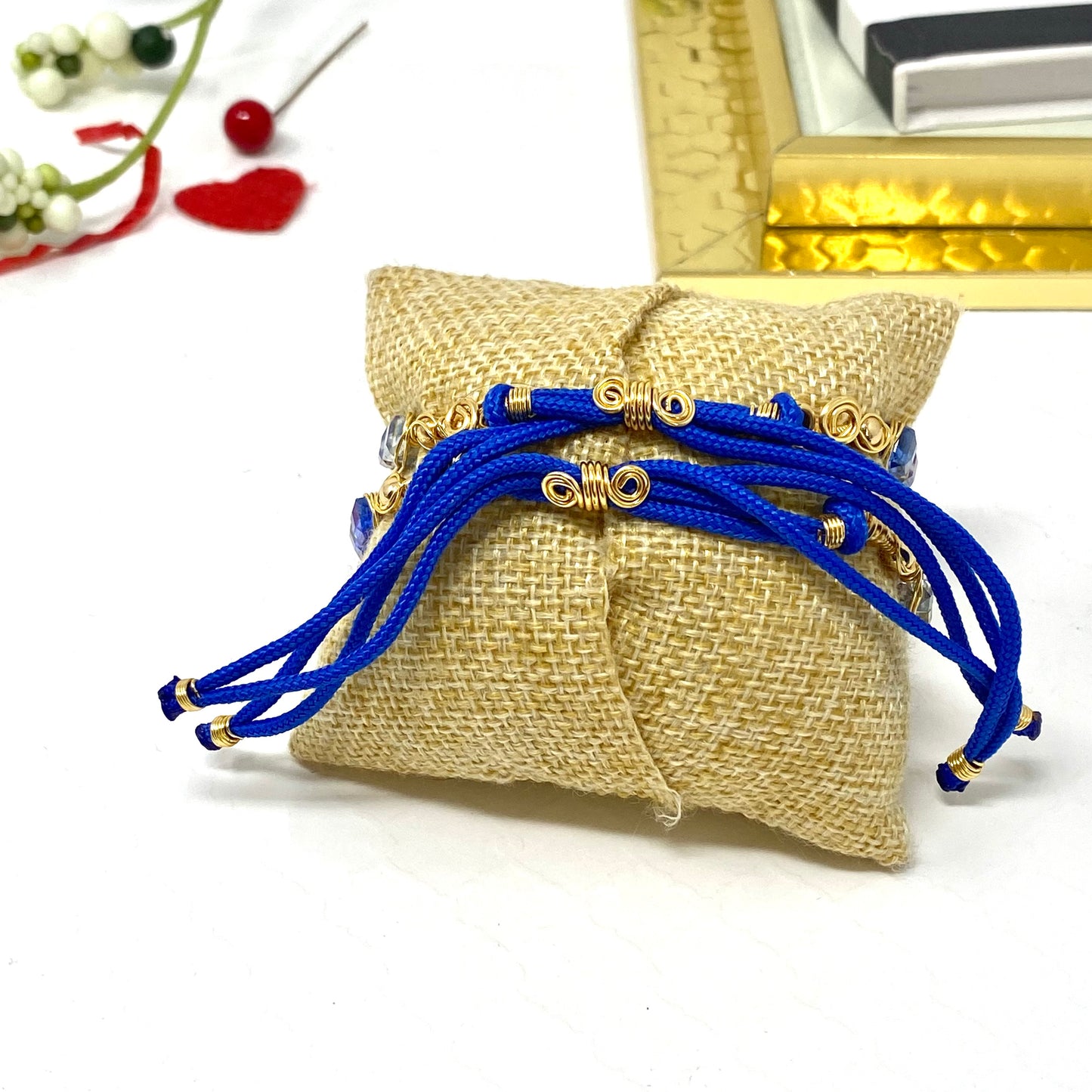 Pearl And Royal Blue Beads Bracelet Set