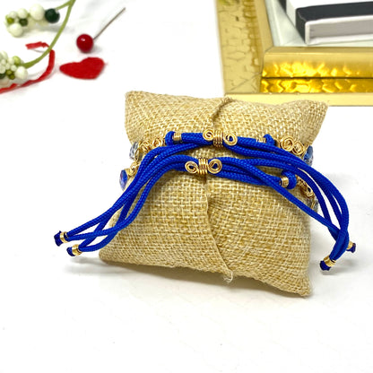 Pearl And Royal Blue Beads Bracelet Set
