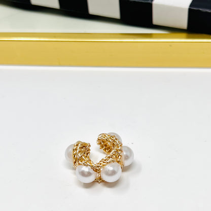Gold ear cuffs, ear cuffs no piercing, Pearl ear cuff earring, Thick ear cuffs, handmade embroidery ear cuffs, ear cuff lapis, Ring ear cuff