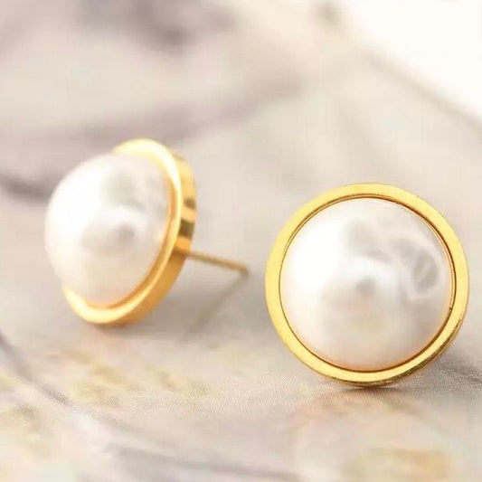 Stainless Steel Pearl Stud Earrings, Post Gold Earrings, Dainty Earrings For Women