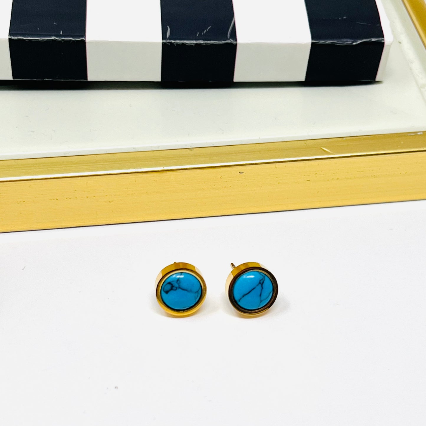 Stainless Steel Turquoise Stud Earrings, Post Earrings, Dainty earrings For Women