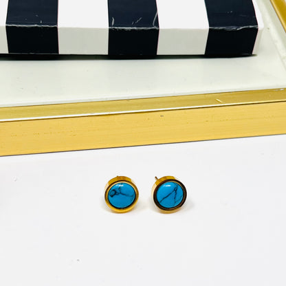 Stainless Steel Turquoise Stud Earrings, Post Earrings, Dainty earrings For Women