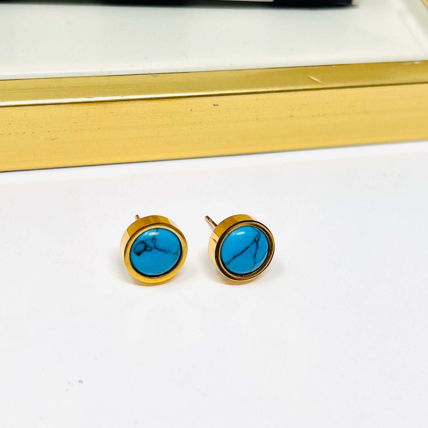 Stainless Steel Turquoise Stud Earrings, Post Earrings, Dainty earrings For Women