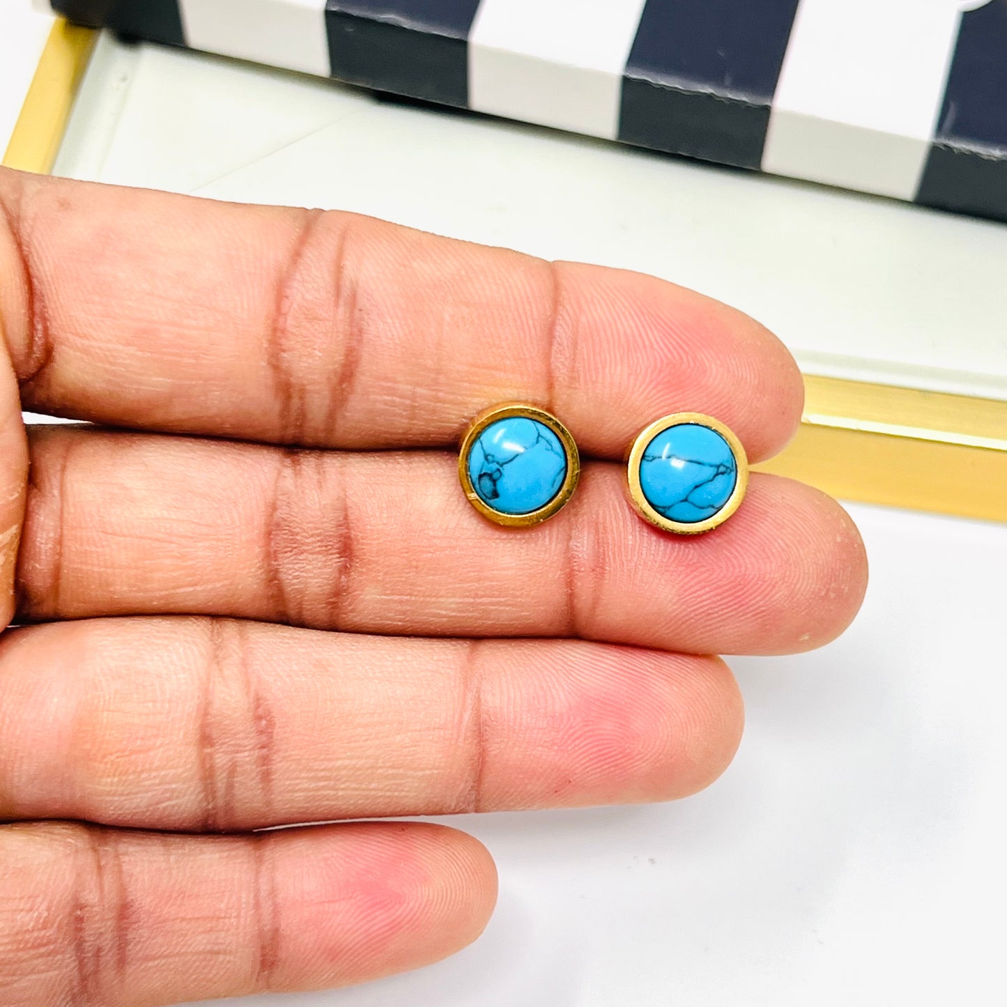 Stainless Steel Turquoise Stud Earrings, Post Earrings, Dainty earrings For Women