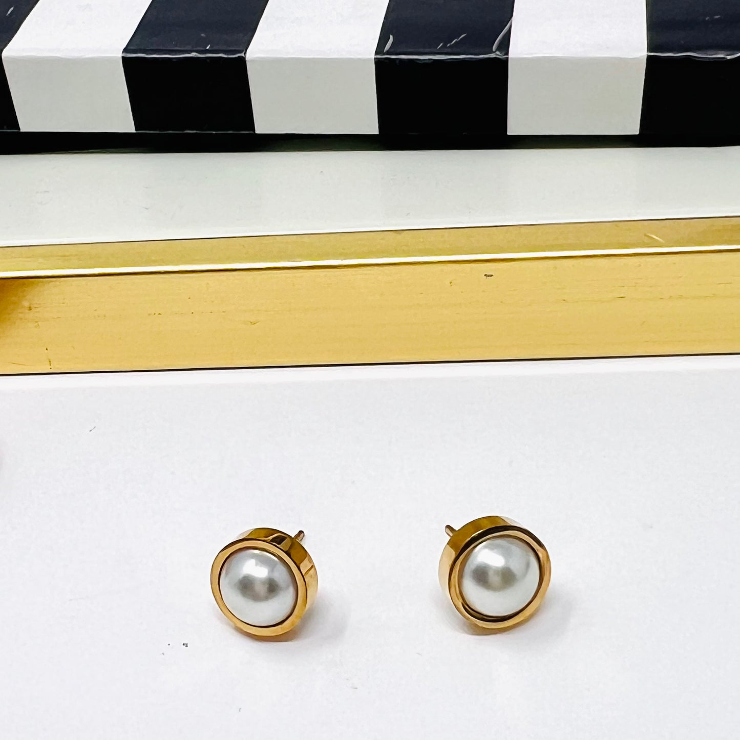 Stainless Steel Pearl Stud Earrings, Post Gold Earrings, Dainty Earrings For Women
