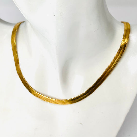 Gold snake chain, Snake chain necklace, Flat Herringbone Necklace, gold collar necklace, Stainless steel jewelry