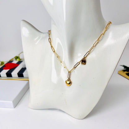 Heart Gold Chain Link Necklace
