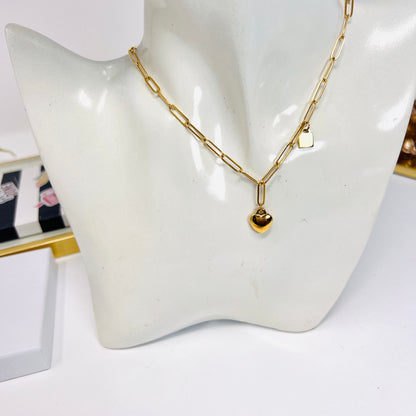 Heart Gold Chain Link Necklace