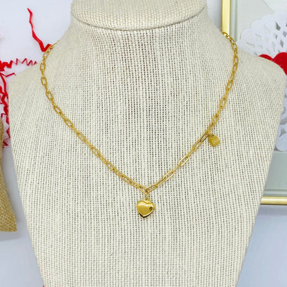 Heart Gold Chain Link Necklace