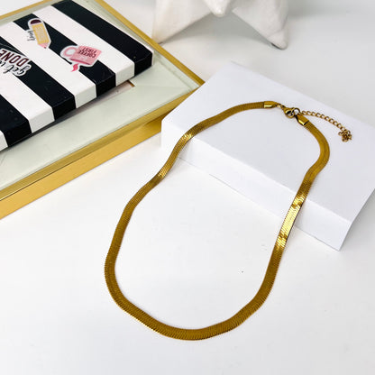 Gold snake chain, Snake chain necklace, Flat Herringbone Necklace, gold collar necklace, Stainless steel jewelry