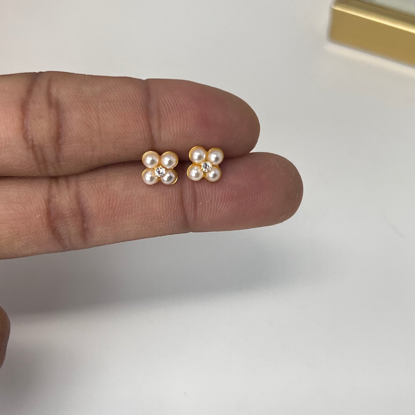 Tiny Flower Pearl Earrings Stainless Steel, Dainty Earrings For Women,