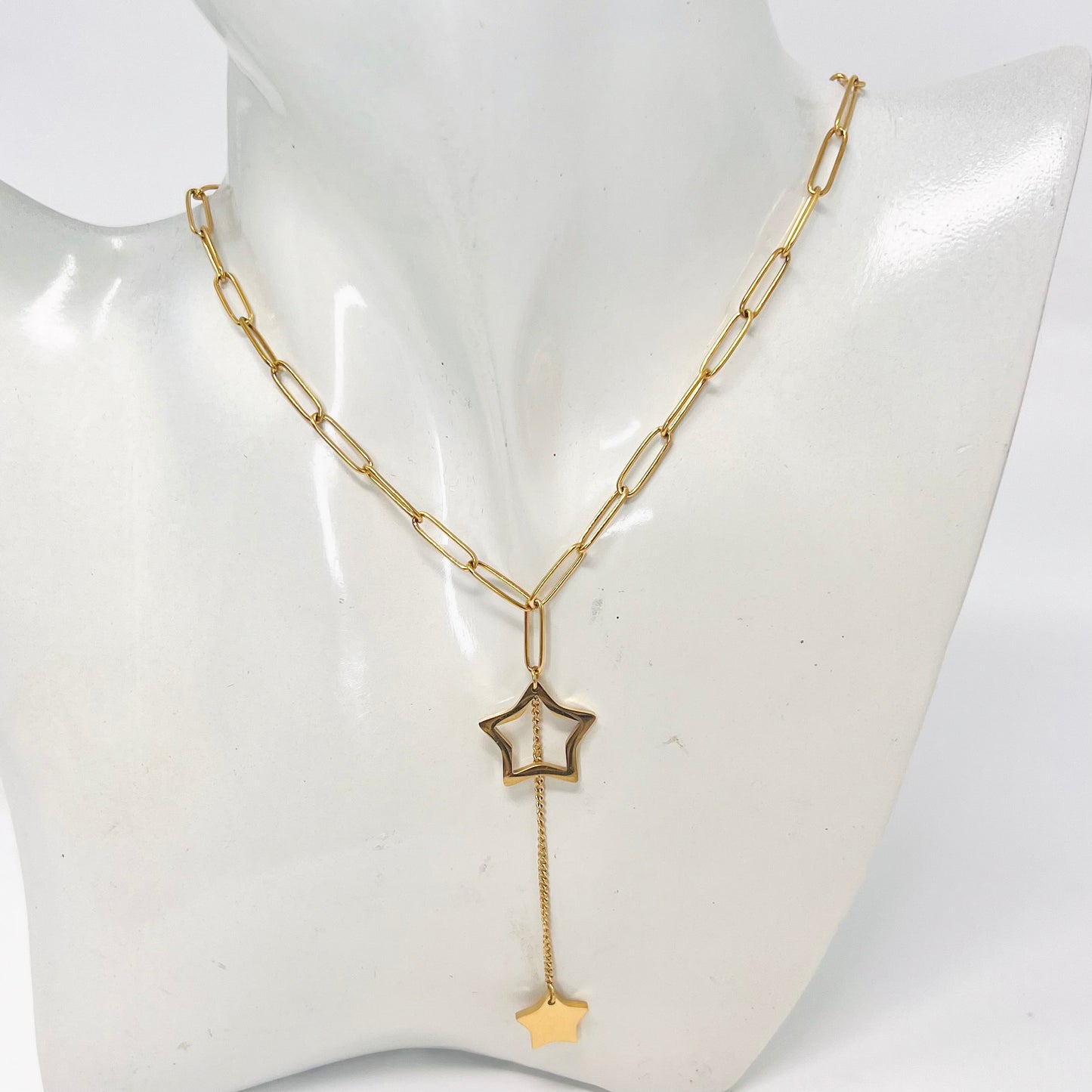 Stainless Steel Gold Stars Chain Necklace For Women