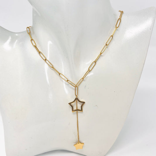Stainless Steel Gold Stars Chain Necklace For Women