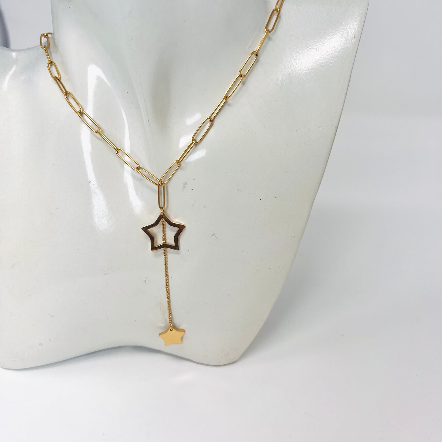 Stainless Steel Gold Stars Chain Necklace For Women