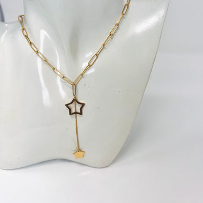 Stainless Steel Gold Stars Chain Necklace For Women