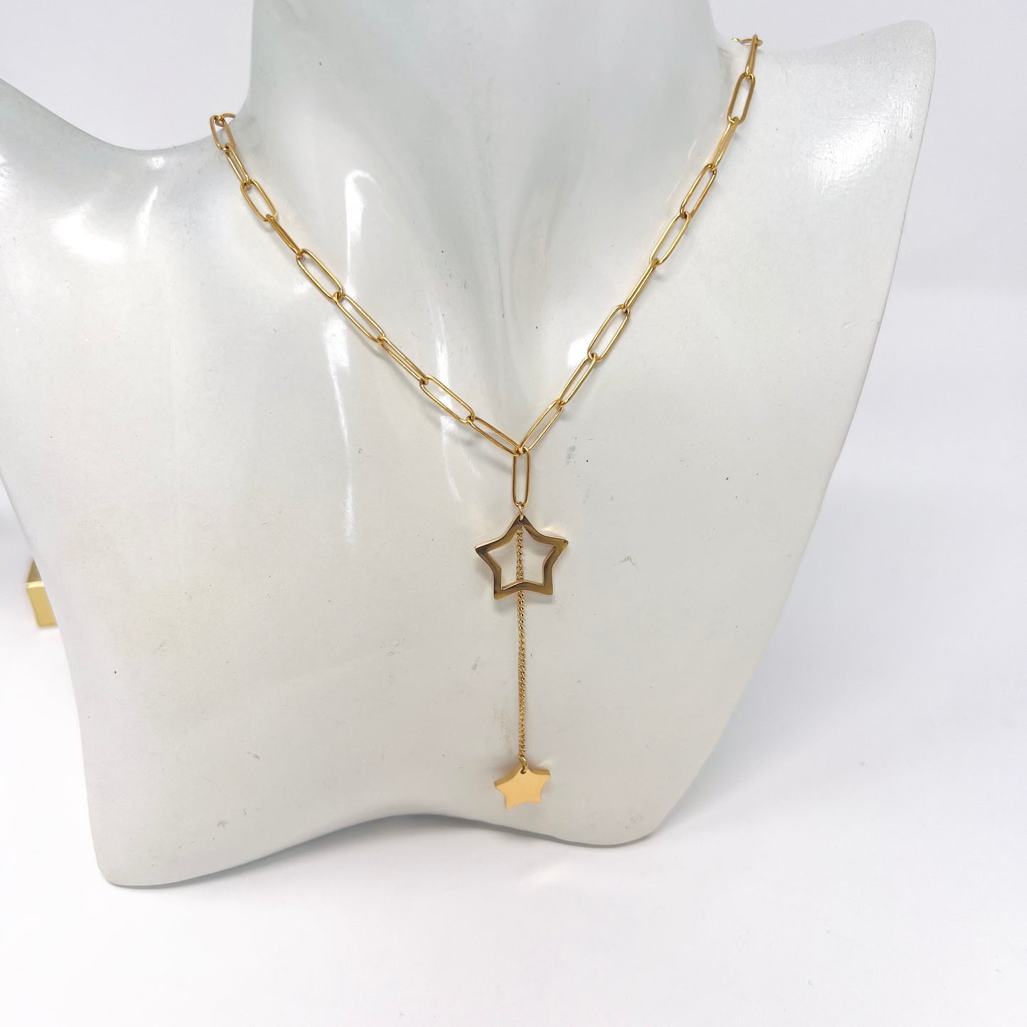 Stainless Steel Gold Stars Chain Necklace For Women