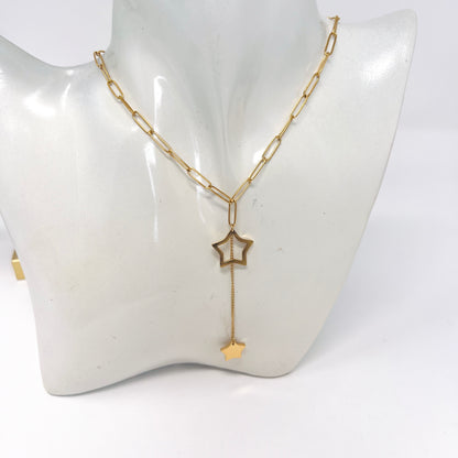 Stainless Steel Gold Stars Chain Necklace For Women