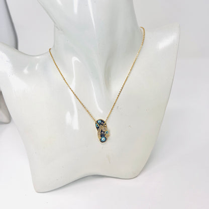 Evil Eye Gold Plated Necklace, Slipper Charm Necklace