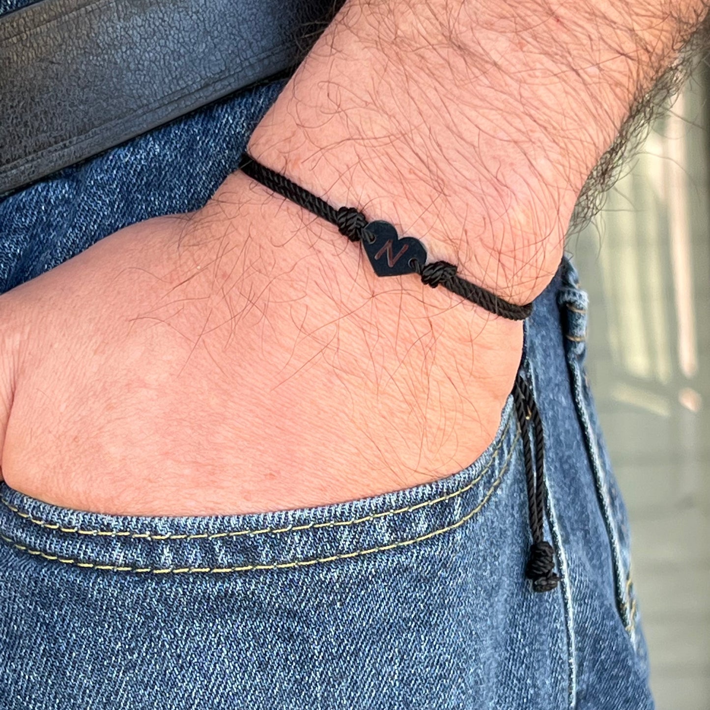 Personalized Men Bracelet, Initial heart charm Bracelet, gift for him, Gift boyfriend valentines, dad gifts, Couples gits, couples bracelet