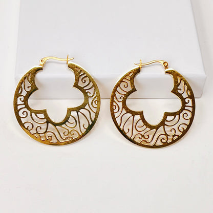 Gold stainless steel hoops, Filigree Hoop Earrings, Dainty Hoops Earrings For Women