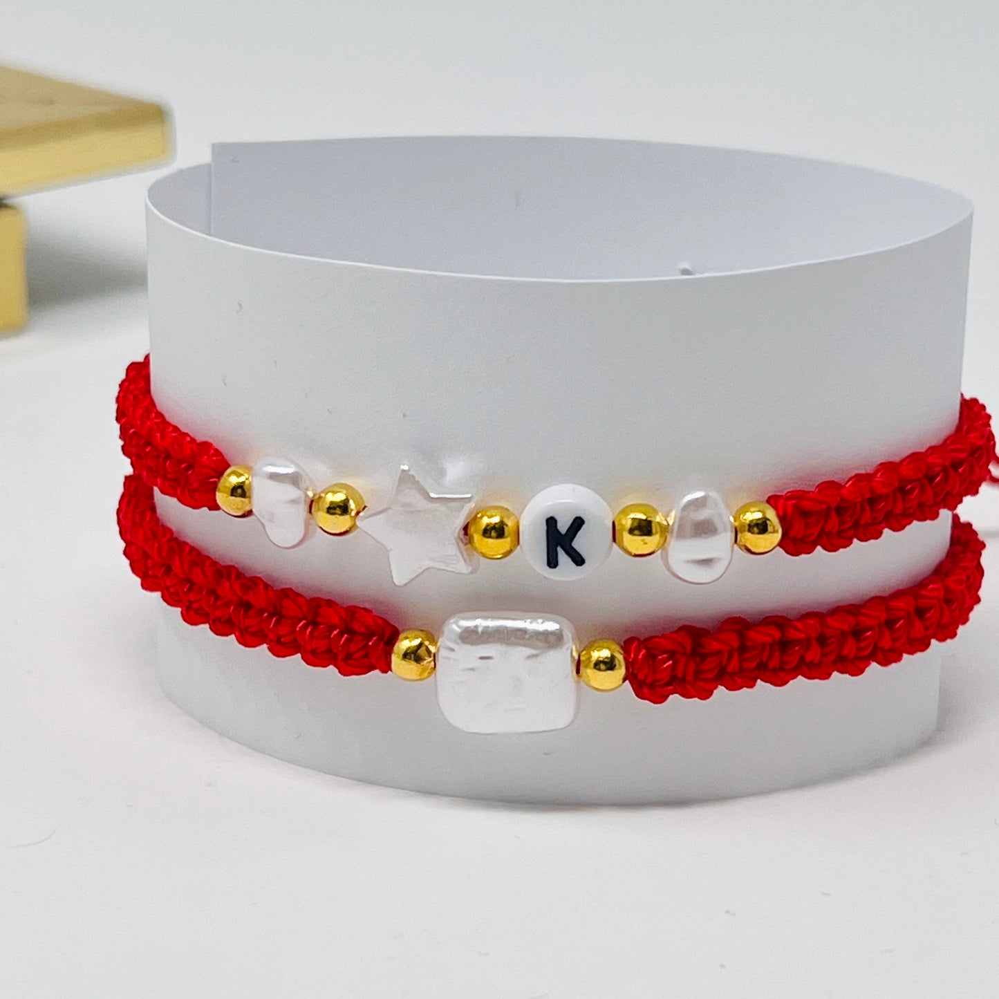 Initial bracelet, pearl bracelet, bracelet set, dainty bracelet, couples bracelet, valentines gift, gift for girlfriend, gift for mom