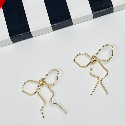 Bow Earrings |bow earrings, gold bow earrings, coquette jewelry, minimalist earrings, wire earrings, stud earrings, bows