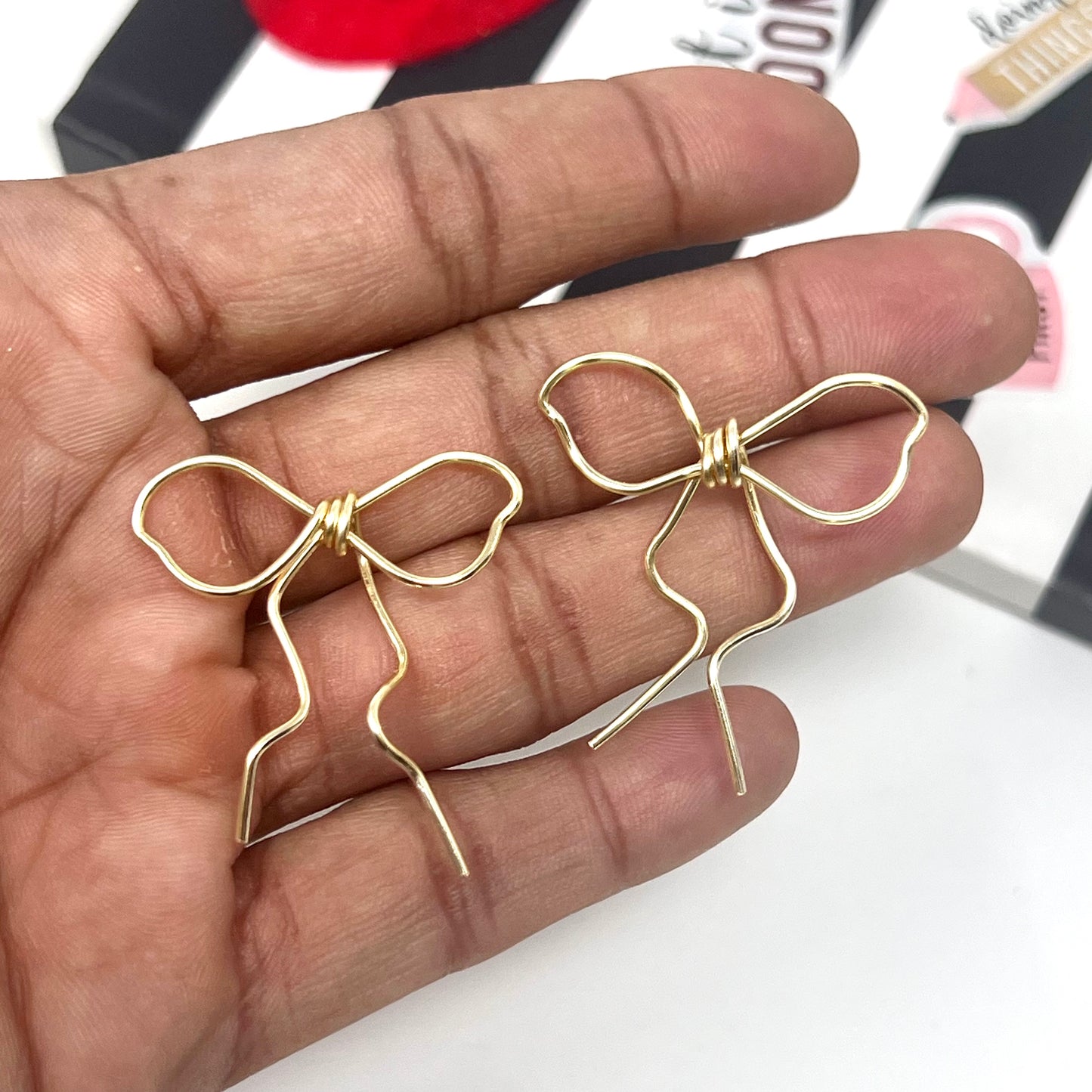 Bow Earrings |bow earrings, gold bow earrings, coquette jewelry, minimalist earrings, wire earrings, stud earrings, bows