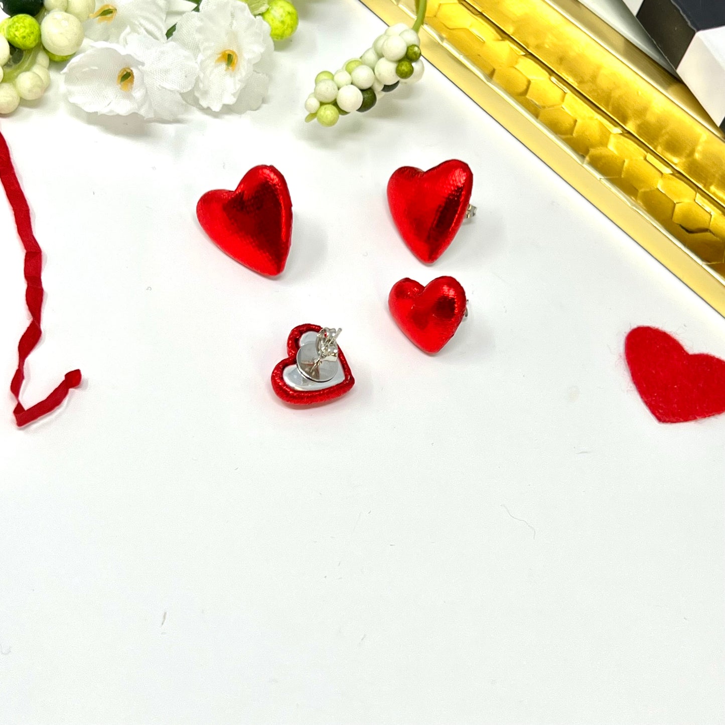 Heart Stud Earrings, Heart red post Earrings, Red Love Earrings, valentines day gift, friendship gift, girlfriend