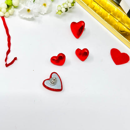 Heart Stud Earrings, Heart red post Earrings, Red Love Earrings, valentines day gift, friendship gift, girlfriend
