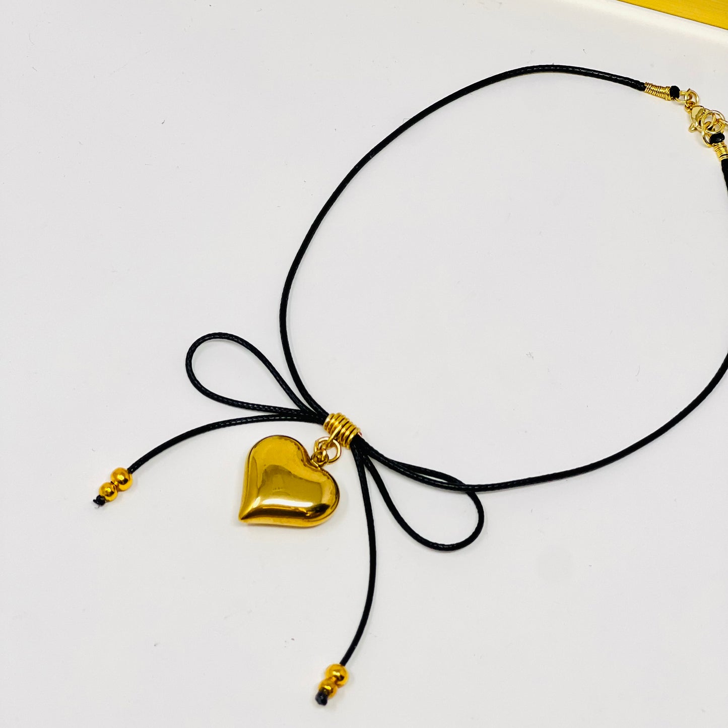 Bow necklace, bow black choker, coquette jewelry, gold plated bow necklace, leather cord necklace gift for her, gift for mom
