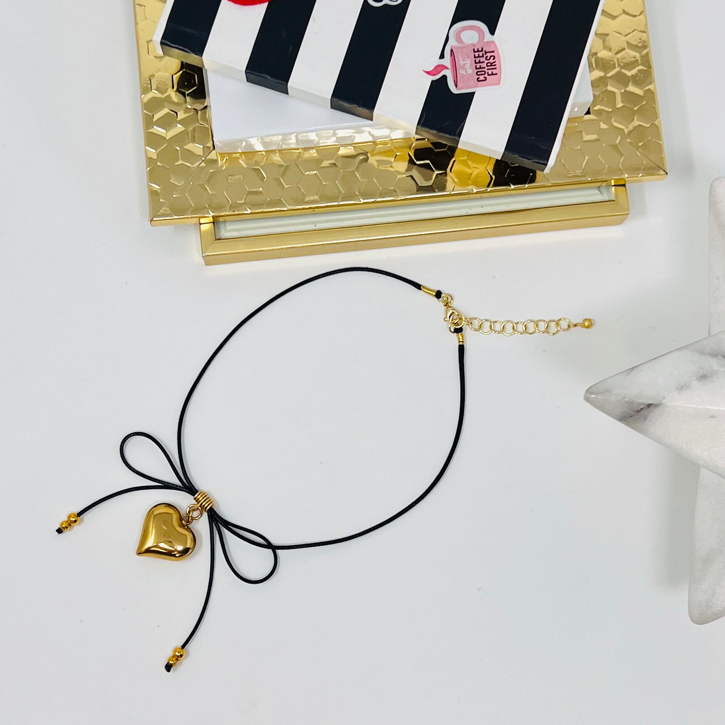 Bow necklace, bow black choker, coquette jewelry, gold plated bow necklace, leather cord necklace gift for her, gift for mom