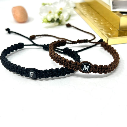 Custom initial Men Bracelet, Personalized name word Bracelet, couples bracelet, woven braided bracelet, fathers gift for him & boyfriend