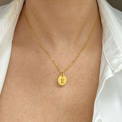 14k gold initial necklace, dainty initial necklace, gold disc necklace, personalized jewelry, best gift for her
