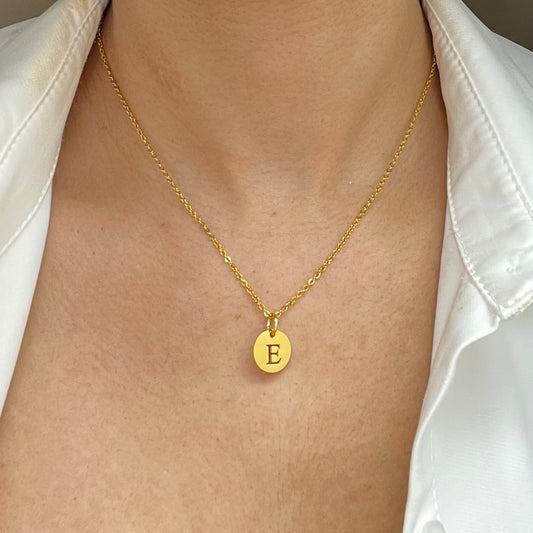 14k gold initial necklace, dainty initial necklace, gold disc necklace, personalized jewelry, best gift for her