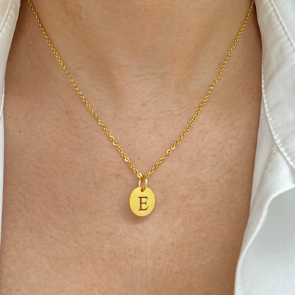 14k gold initial necklace, dainty initial necklace, gold disc necklace, personalized jewelry, best gift for her