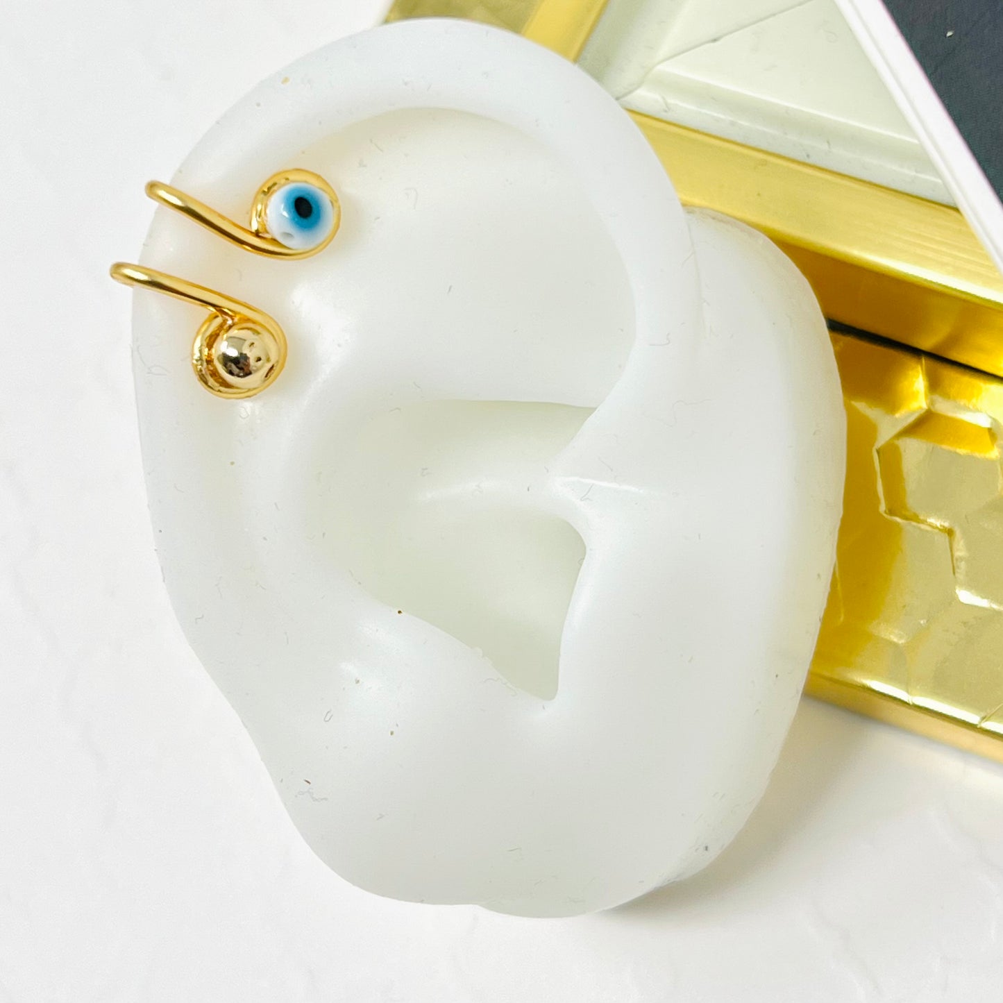 Evil eye ear cuff, Ear cuff no piercing, Gold ear cuff, Evil eye earrings, Ear Climber, Cartilage earrings, Hoop, Double band ear cuf