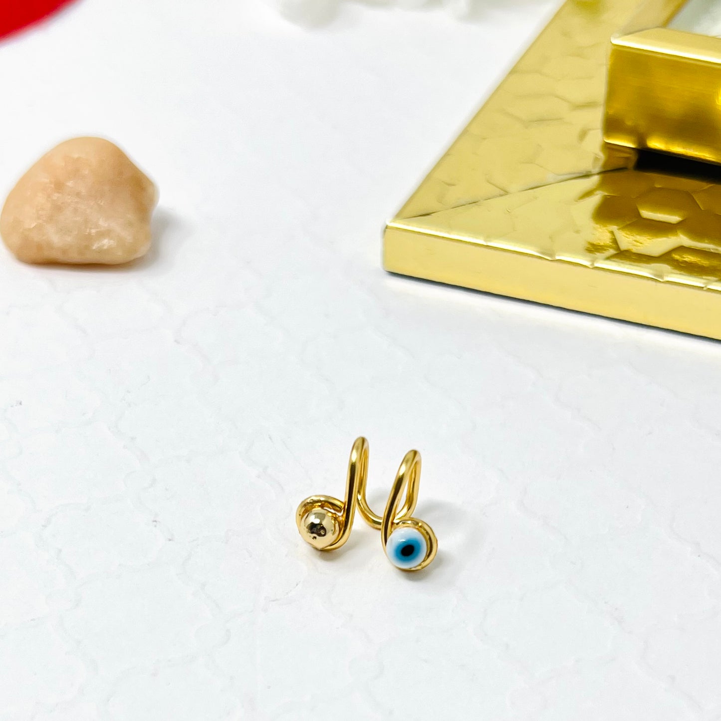 Evil eye ear cuff, Ear cuff no piercing, Gold ear cuff, Evil eye earrings, Ear Climber, Cartilage earrings, Hoop, Double band ear cuf