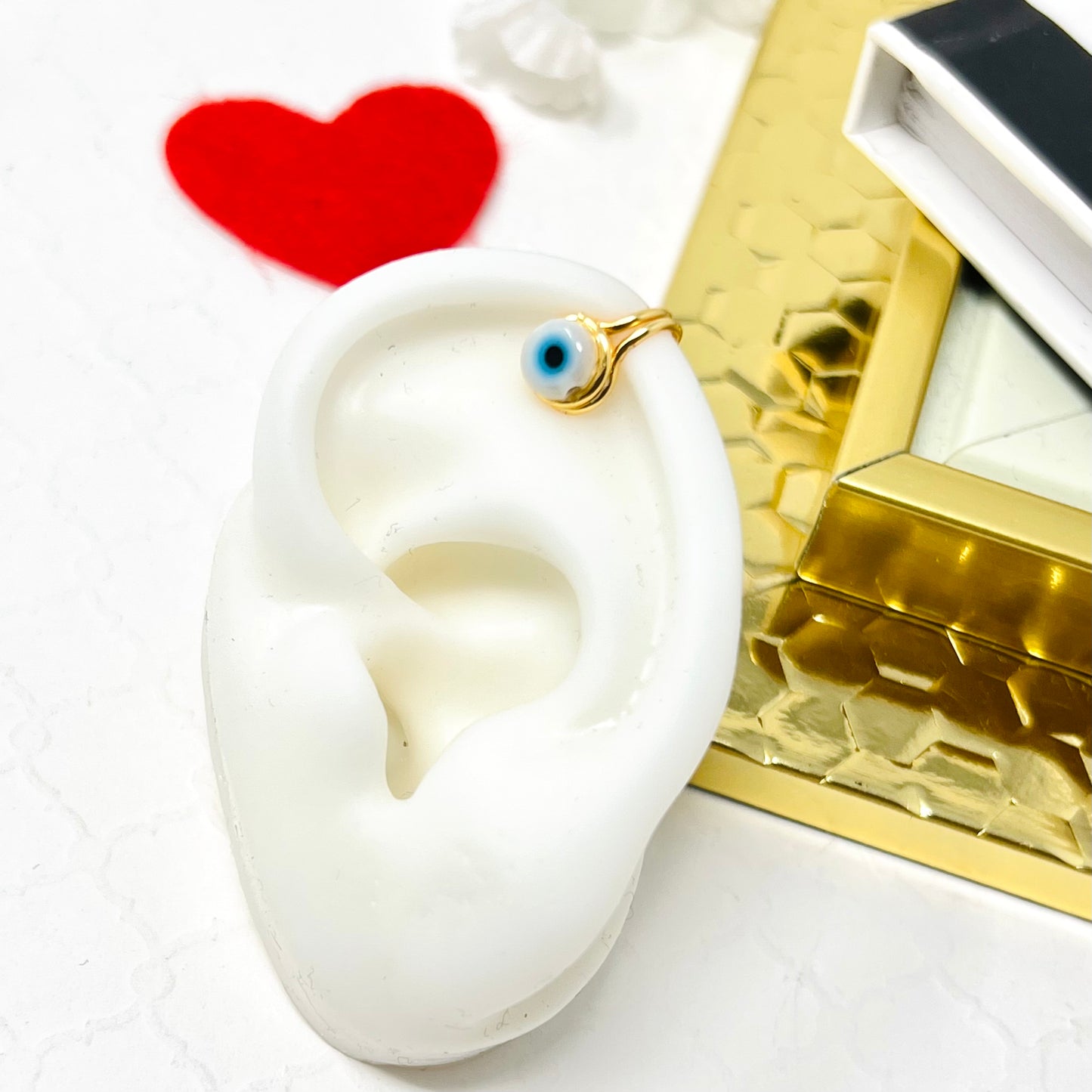 Evil eye ear cuff, Ear Cuff, No piercing, Evil eye earrings, Ear climber, cartilage earring, Hoop, Gold ear cuff,