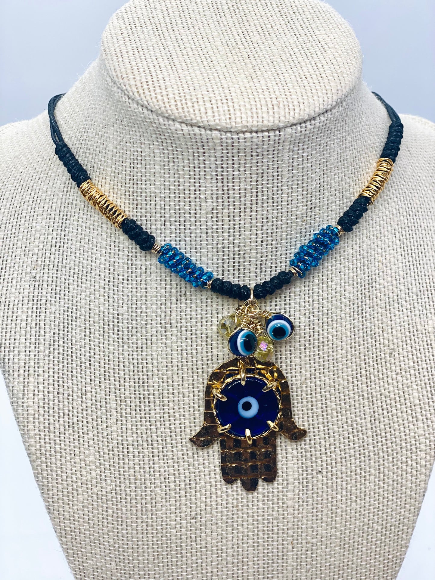 Evil Eye Hand Of Fatima Necklace Adjustable
