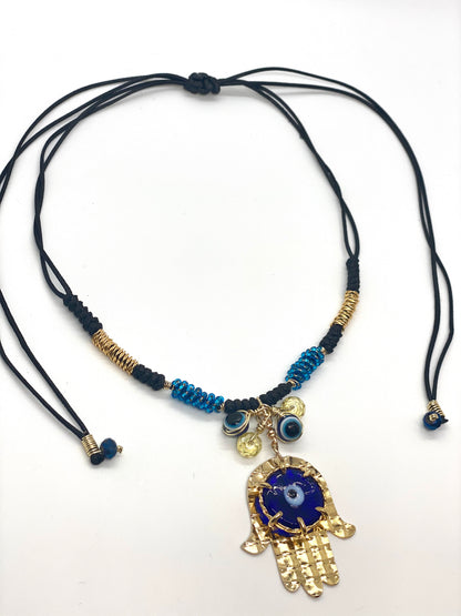 Evil Eye Hand Of Fatima Necklace Adjustable