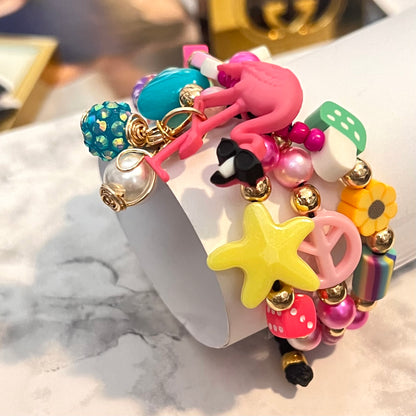 Colorful Summer Bracelet Set, Beads charms Bracelet,  Adjustable Bracelet For Women