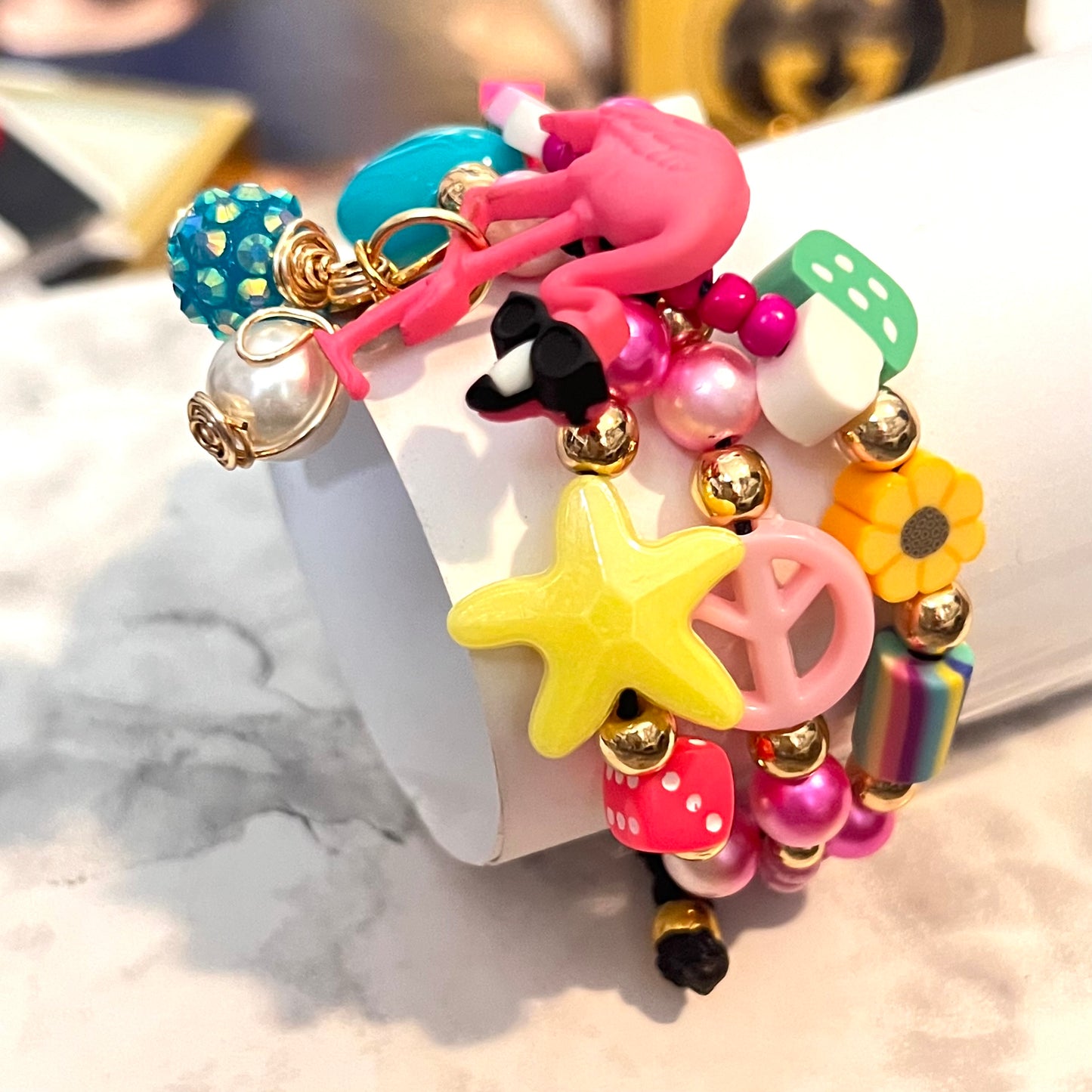 Colorful Summer Bracelet Set, Beads charms Bracelet,  Adjustable Bracelet For Women